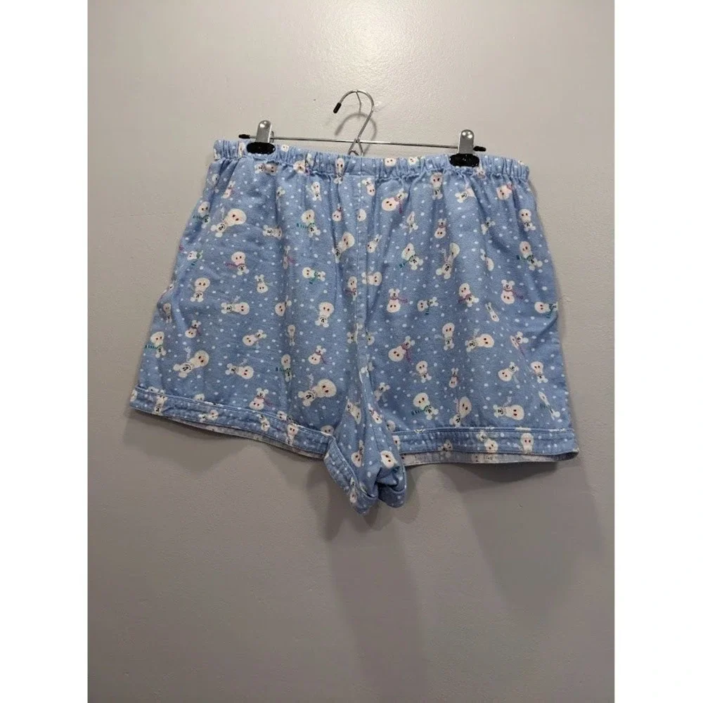 Disney Store Flannel Pajama Set Novelty Print Snowman Mickey Blue Women L/XL - Picture 12 of 16